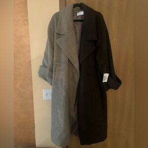 ASOS Design Half and Half Oversized Coat in Stone, Size 12, NWT